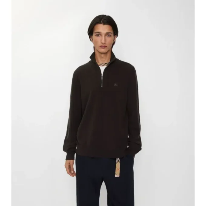Pullover aus Kaschmirmischung mit halbem Reißverschluss
