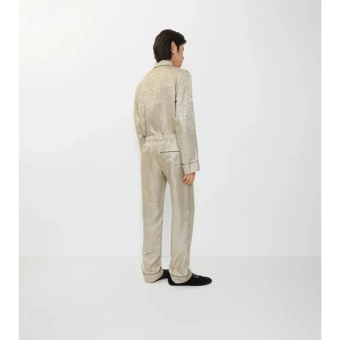 Pyjama-Hose aus Seide mit Sonnenblumenmuster