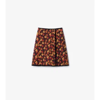 Rock aus gestepptem Nylon mit Geranium-Blatt-Muster