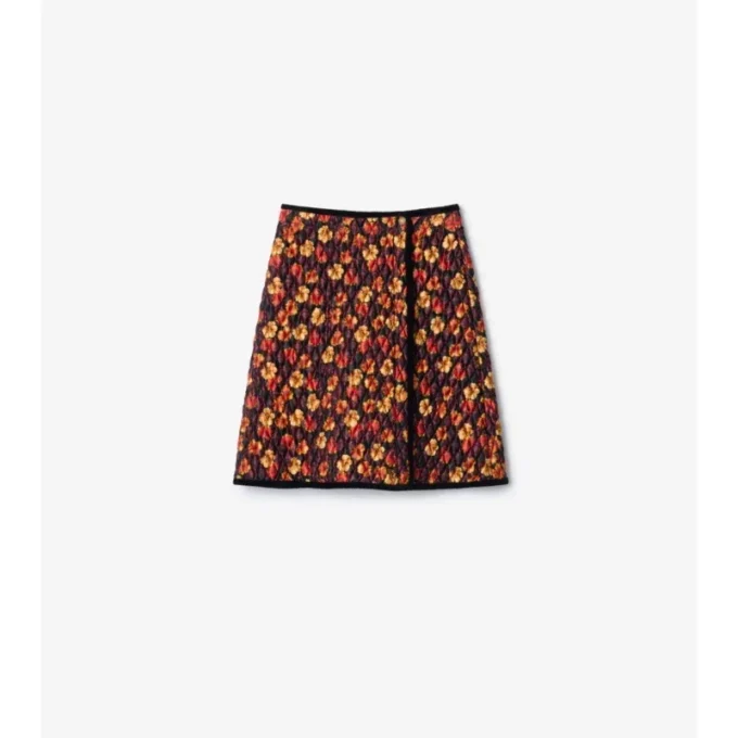 Rock aus gestepptem Nylon mit Geranium-Blatt-Muster