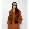 Schmal karierter Shearling-Schal