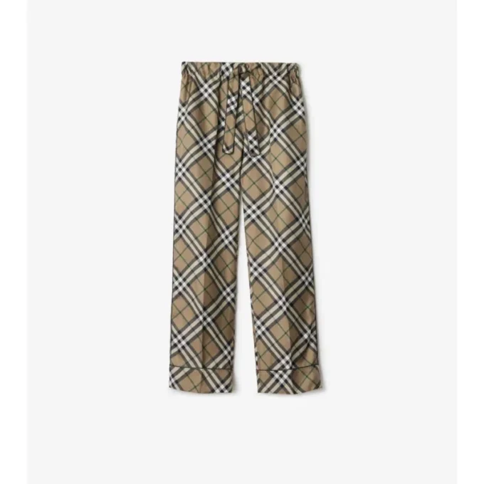 Seidenpyjama-Hose mit Karomuster