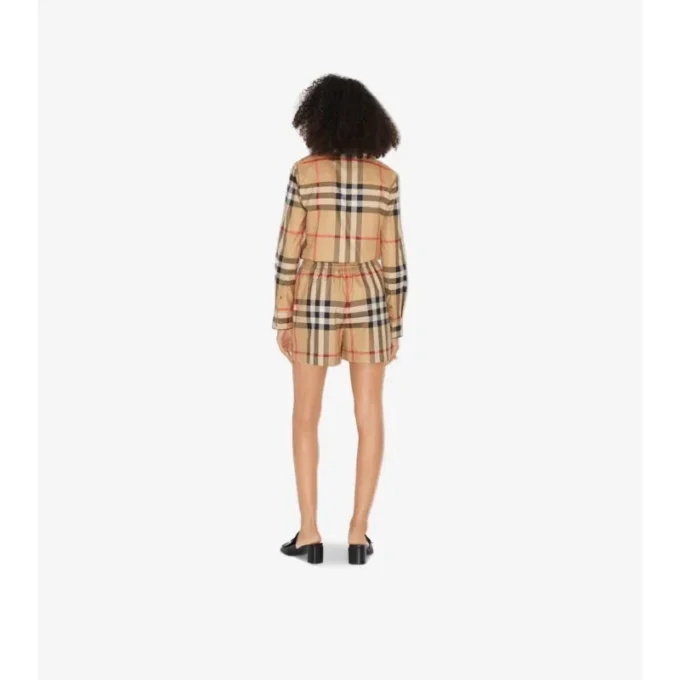 Shorts aus Baumwoll-Karostoff
