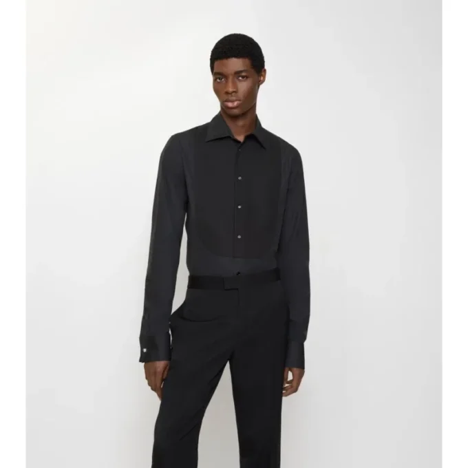 Slim-Fit-Smokinghemd aus Baumwolle