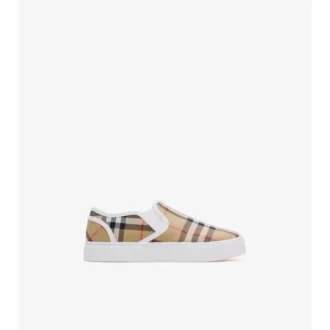 Slip-On-Sneaker aus Baumwoll-Karostoff