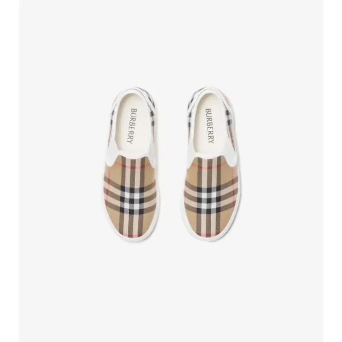 Slip-On-Sneaker aus Baumwoll-Karostoff