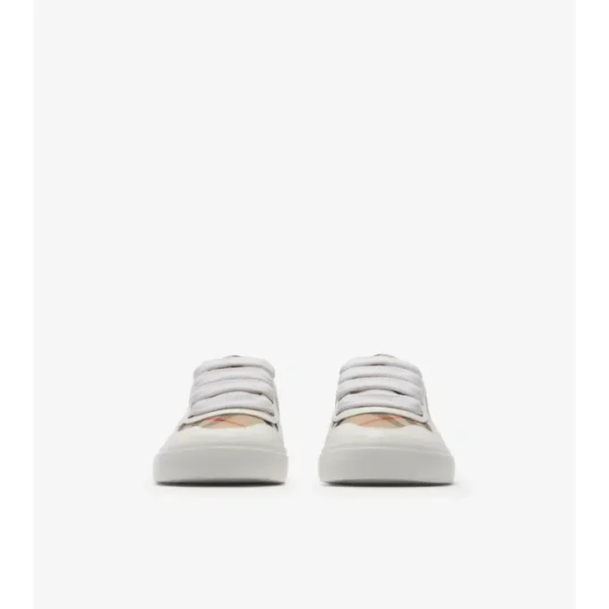 Sneaker aus Baumwolle und Leder mit Karomuster