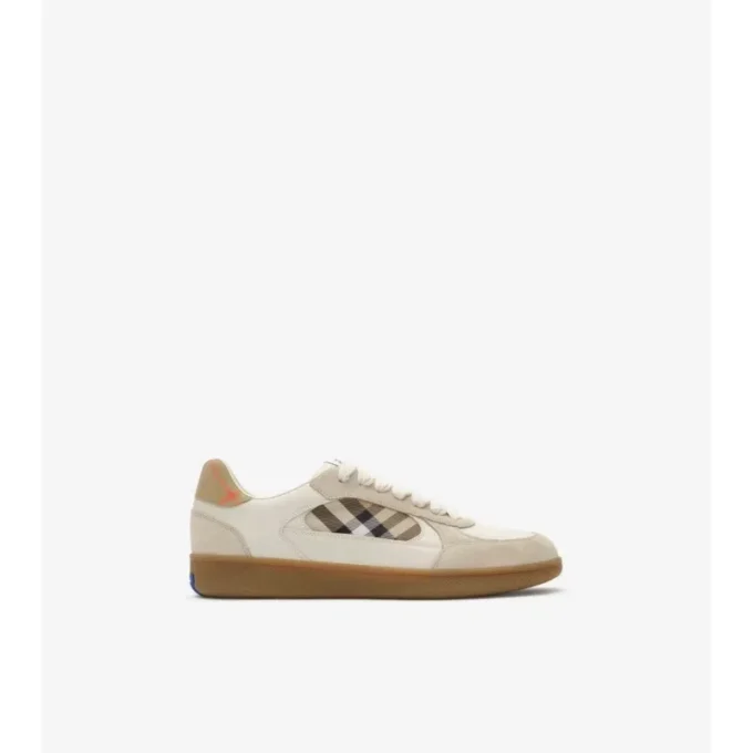 Sneaker aus Leder, Wildleder und Karomuster