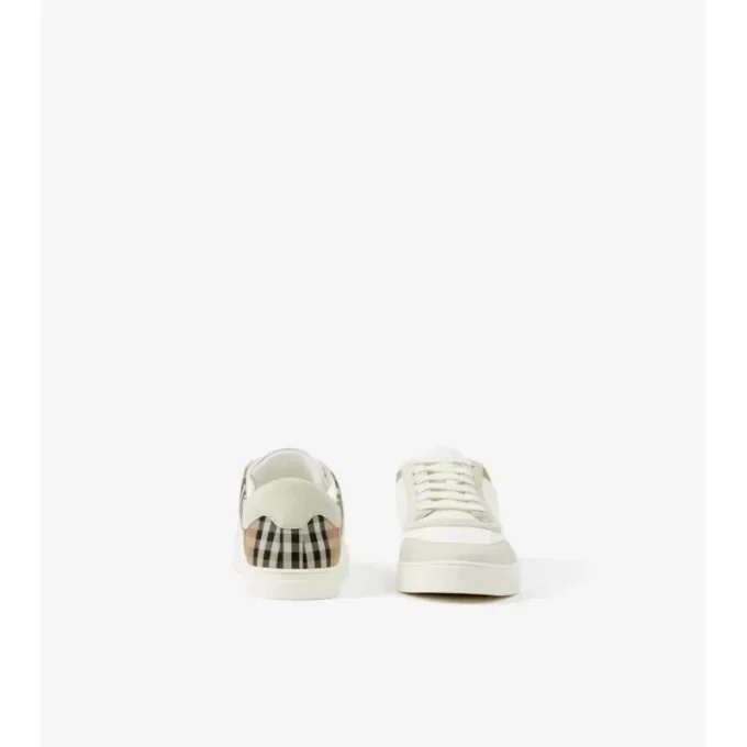 Sneaker aus Leder, Wildleder und Karomuster