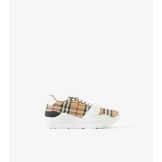 Sneaker mit Karomuster und Leder