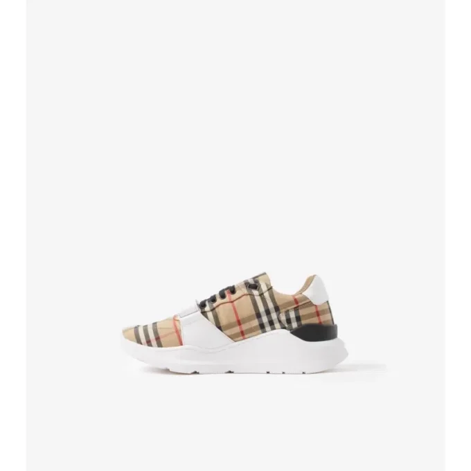 Sneaker mit Karomuster, Wildleder und Leder
