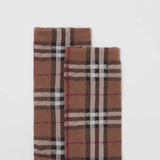 Socken aus Baumwoll-Kaschmir-Mischung mit Vintage Check-Muster im Intarsien-Strick