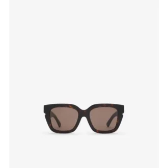 Sonnenbrille mit quadratischem Rahmen und Check-Muster-Intarsien
