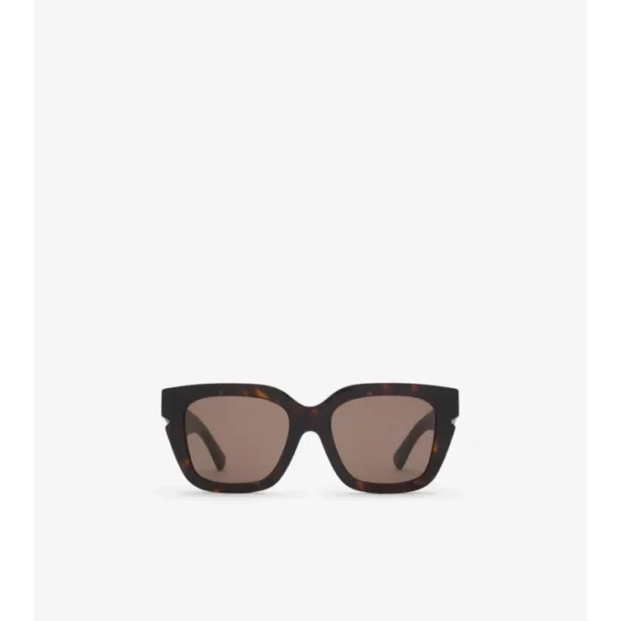 Sonnenbrille mit quadratischem Rahmen und Check-Muster-Intarsien