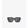 Sonnenbrille mit quadratischem Rahmen und Check-Muster-Intarsien