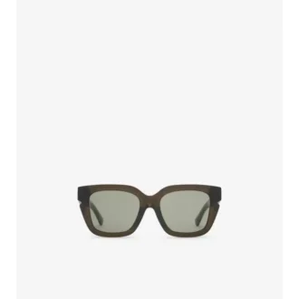 Sonnenbrille mit quadratischem Rahmen und Check-Muster-Intarsien