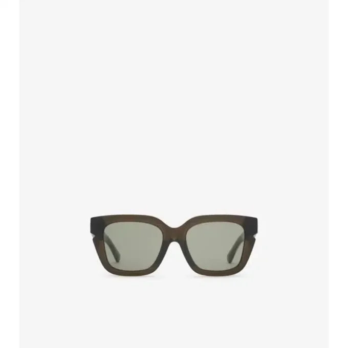 Sonnenbrille mit quadratischem Rahmen und Check-Muster-Intarsien