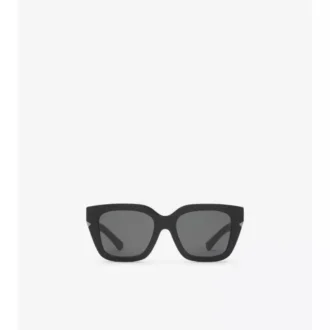 Sonnenbrille mit quadratischem Rahmen und Check-Muster-Intarsien