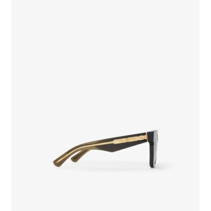 Sonnenbrille mit quadratischem Rahmen und Check-Muster-Intarsien