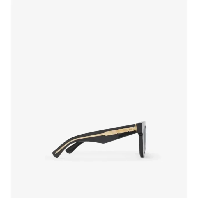 Sonnenbrille mit quadratischem Rahmen und Check-Muster-Intarsien