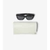 Sonnenbrille mit quadratischem Rahmen und Check-Muster-Intarsien
