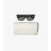 Sonnenbrille mit quadratischem Rahmen und Check-Muster-Intarsien