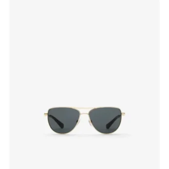 Sonnenbrille mit quadratischem Rahmen und Metalllogo