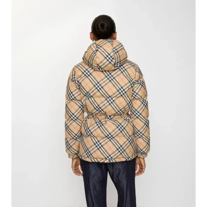 Steppjacke mit Kapuze aus Nylon im Burberry-Karomuster