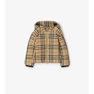 Steppjacke mit Kapuze im Burberry-Karomuster