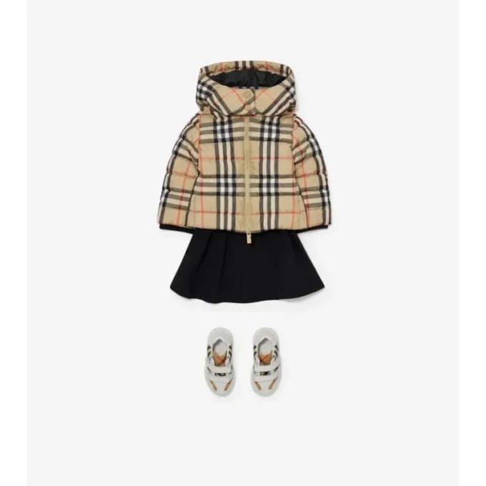 Steppjacke mit Kapuze im Burberry-Karomuster