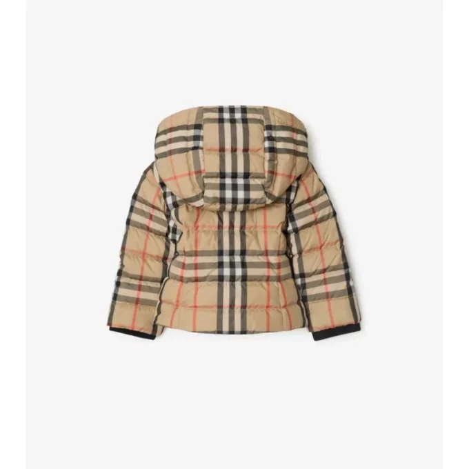 Steppjacke mit Kapuze im Burberry-Karomuster