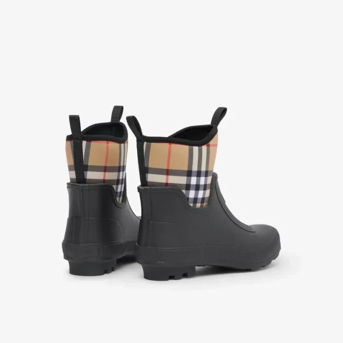 Vintage Check-Neopren- und Gummi-Regenstiefel