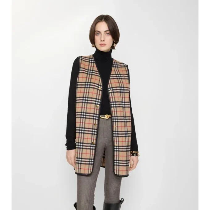 Warmjacke aus Wolle und Kaschmir mit Karomuster