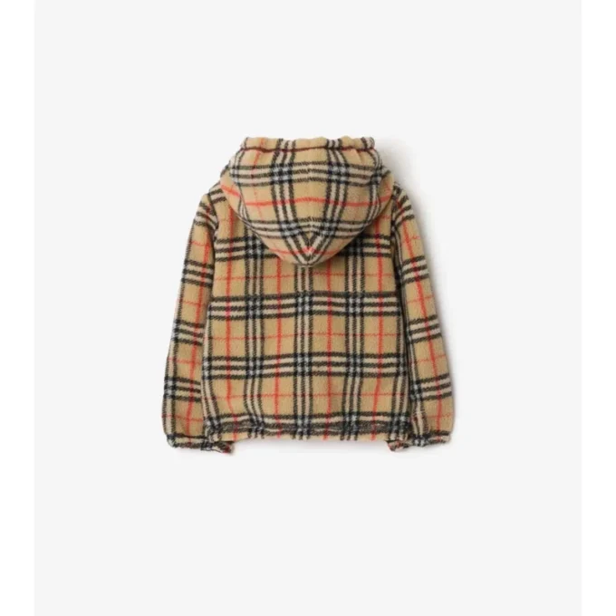Wendbare Fleece-Kapuzenjacke mit Karomuster