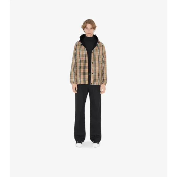 Wendbare Kapuzenjacke aus Nylon mit Karomuster