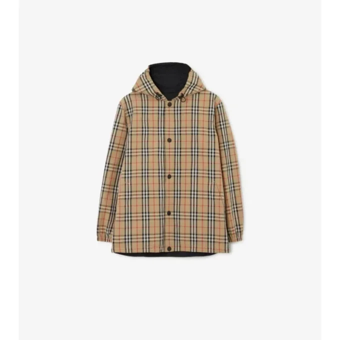 Wendbare Kapuzenjacke aus Nylon mit Karomuster