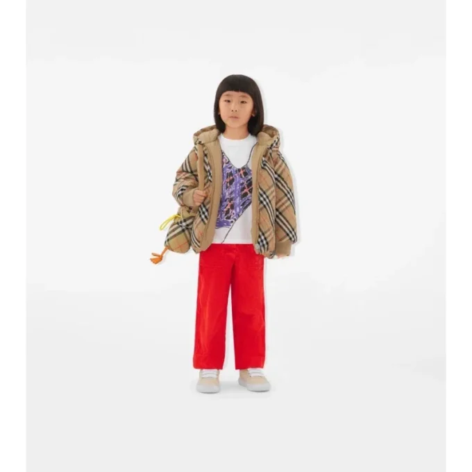 Wendbare Nylon-Steppjacke mit Karomuster