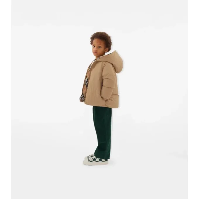 Wendbare Nylon-Steppjacke mit Karomuster