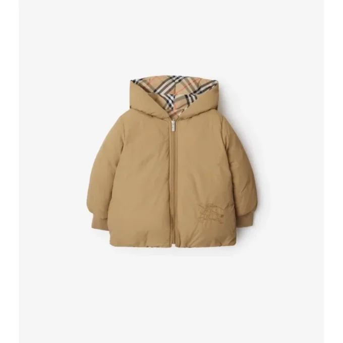 Wendbare Nylon-Steppjacke mit Karomuster
