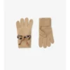 Woll-Kaschmir-Handschuhe mit Karomuster und Schleife
