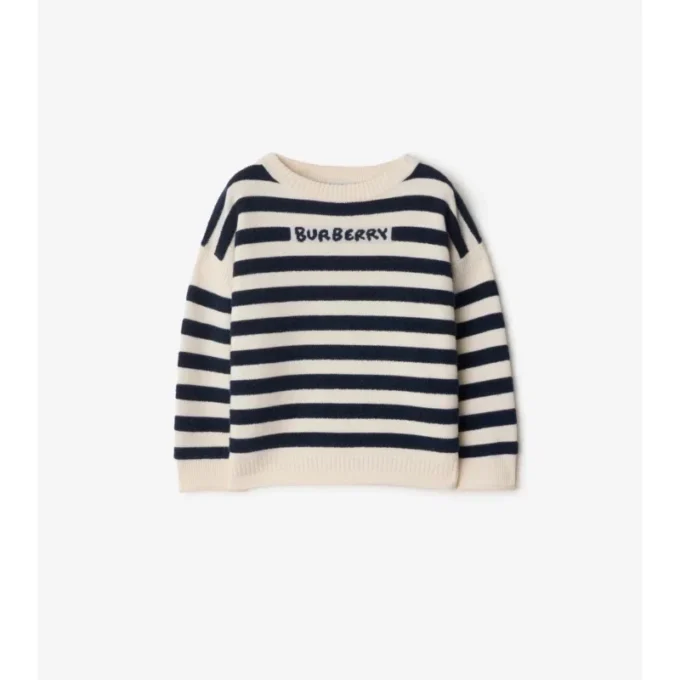 Wollpullover mit Logo-Streifen